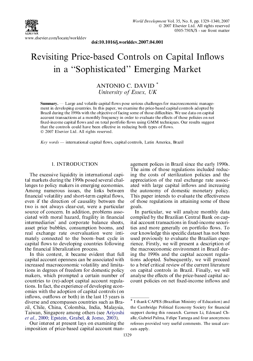 Revisiting Price-based Controls on Capital Inflows in a “Sophisticated” Emerging Market