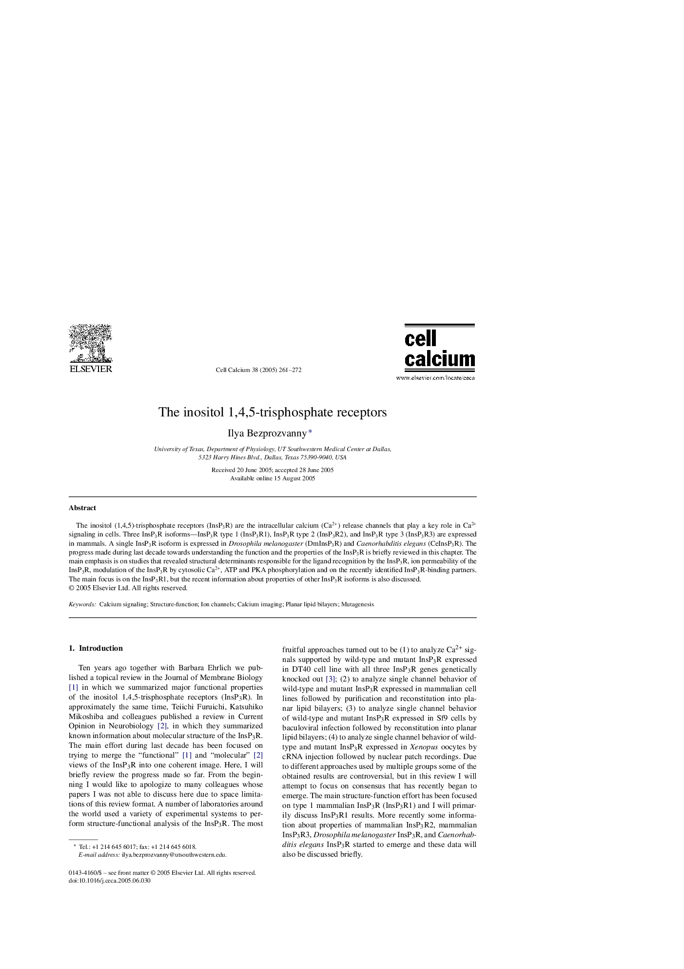 The inositol 1,4,5-trisphosphate receptors