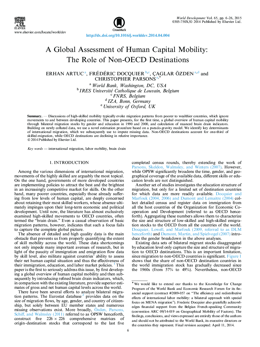 A Global Assessment of Human Capital Mobility: The Role of Non-OECD Destinations