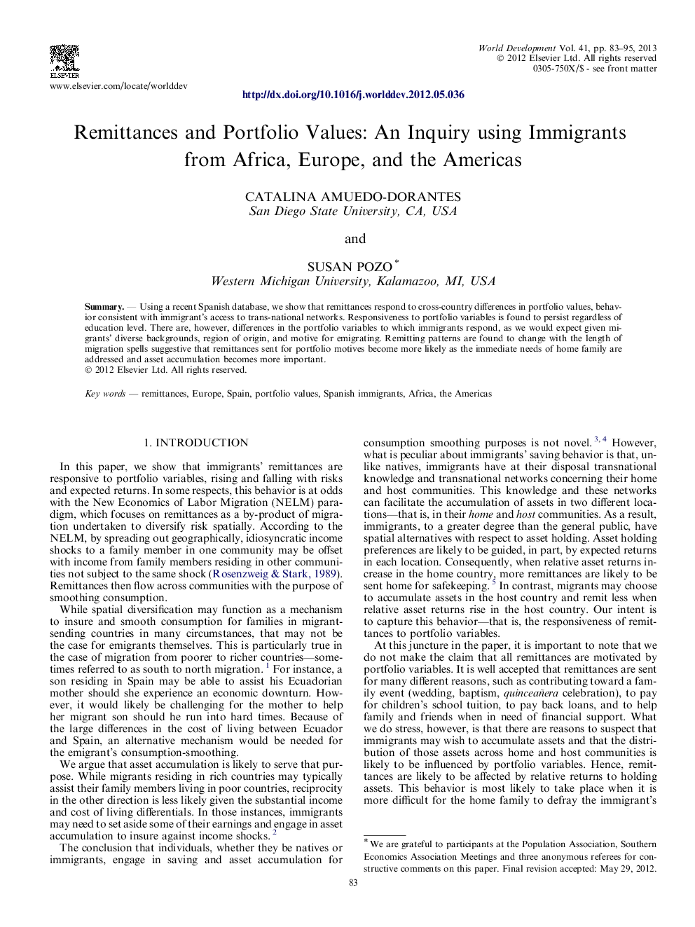 Remittances and Portfolio Values: An Inquiry using Immigrants from Africa, Europe, and the Americas