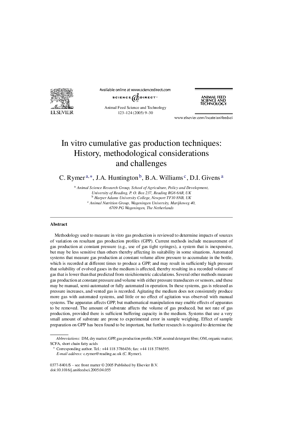 In vitro cumulative gas production techniques: History, methodological considerations and challenges