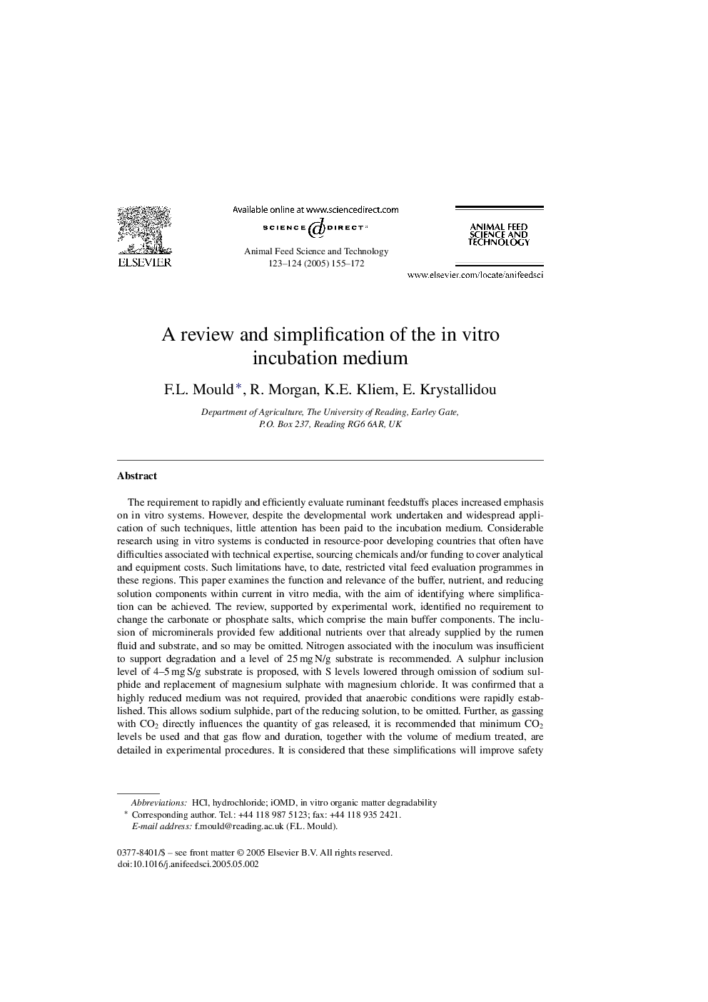 A review and simplification of the in vitro incubation medium