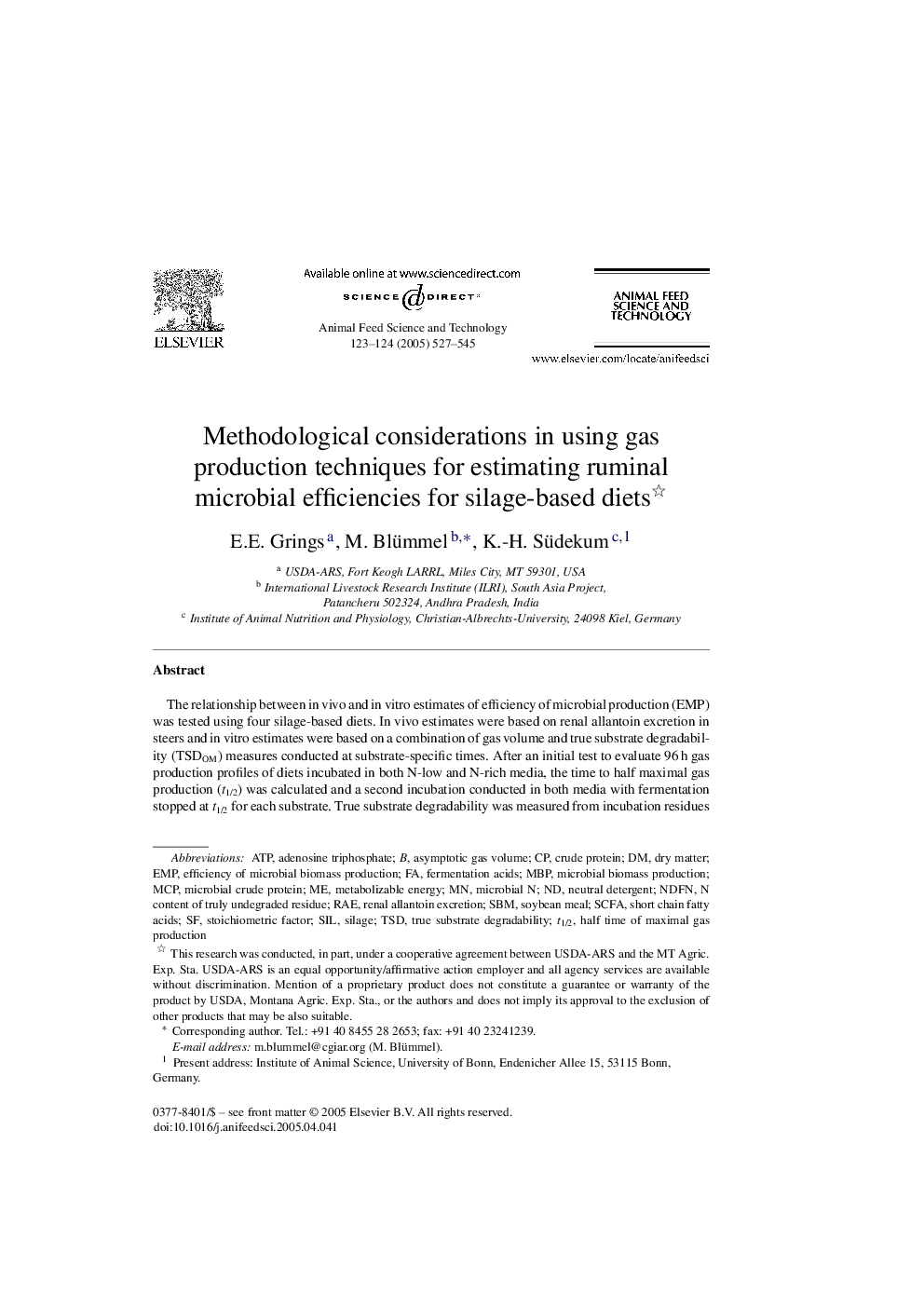 عکس صفحه اول مقاله: Methodological considerations in using gas production techniques for estimating ruminal microbial efficiencies for silage-based diets Methodological considerations in using gas production techniques for estimating ruminal microbial efficiencies for silage-based diets