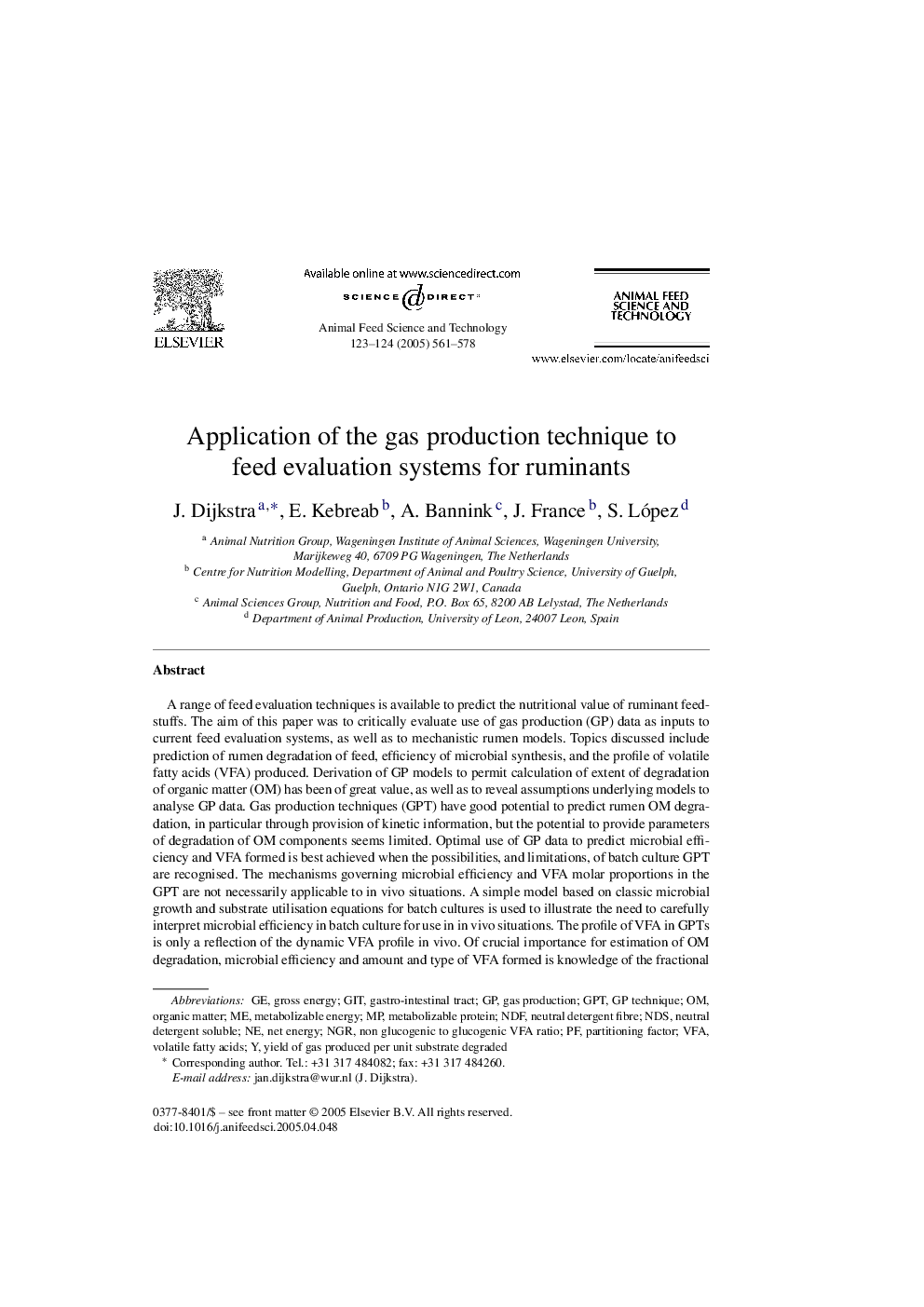 Application of the gas production technique to feed evaluation systems for ruminants