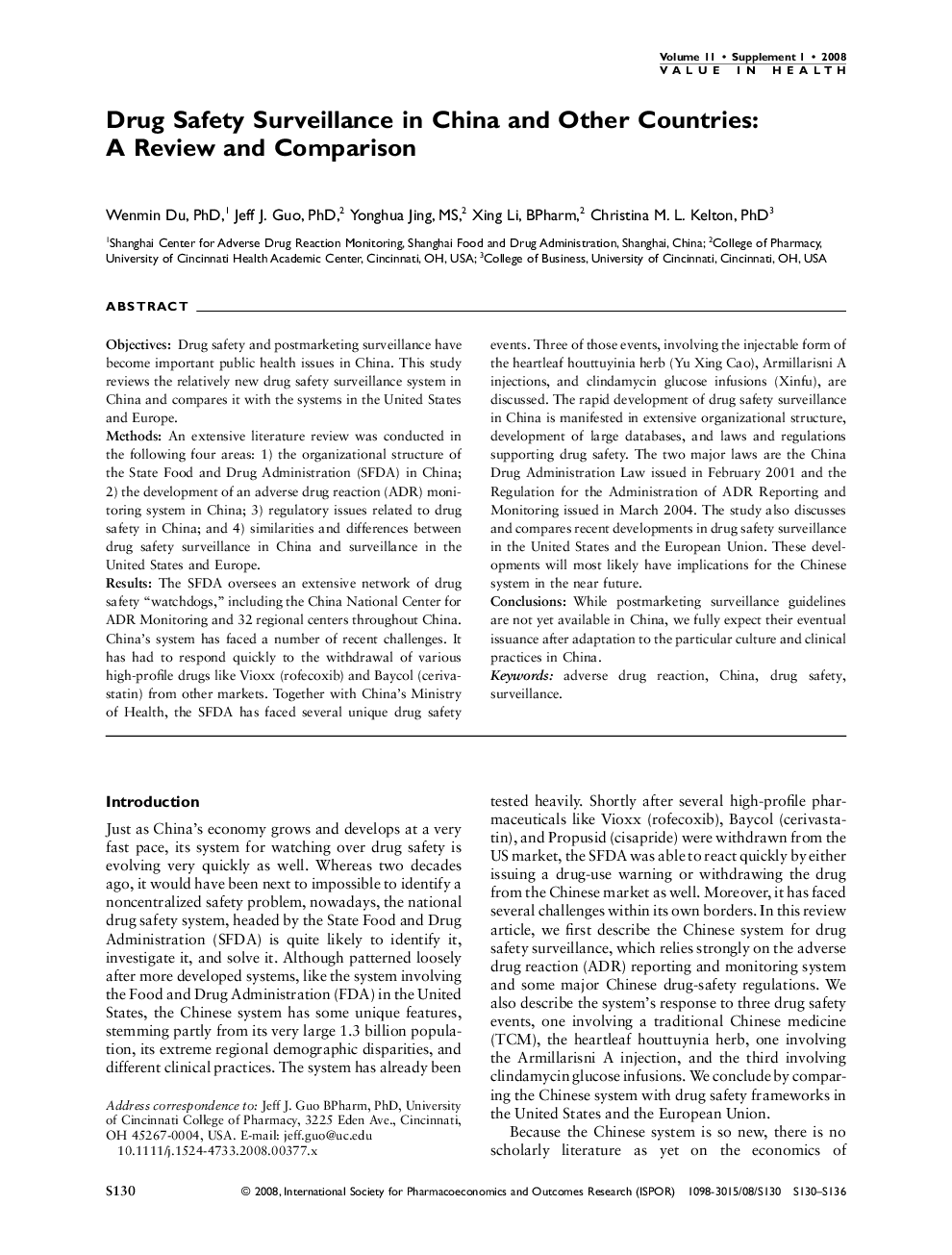Drug Safety Surveillance in China and Other Countries: A Review and Comparison
