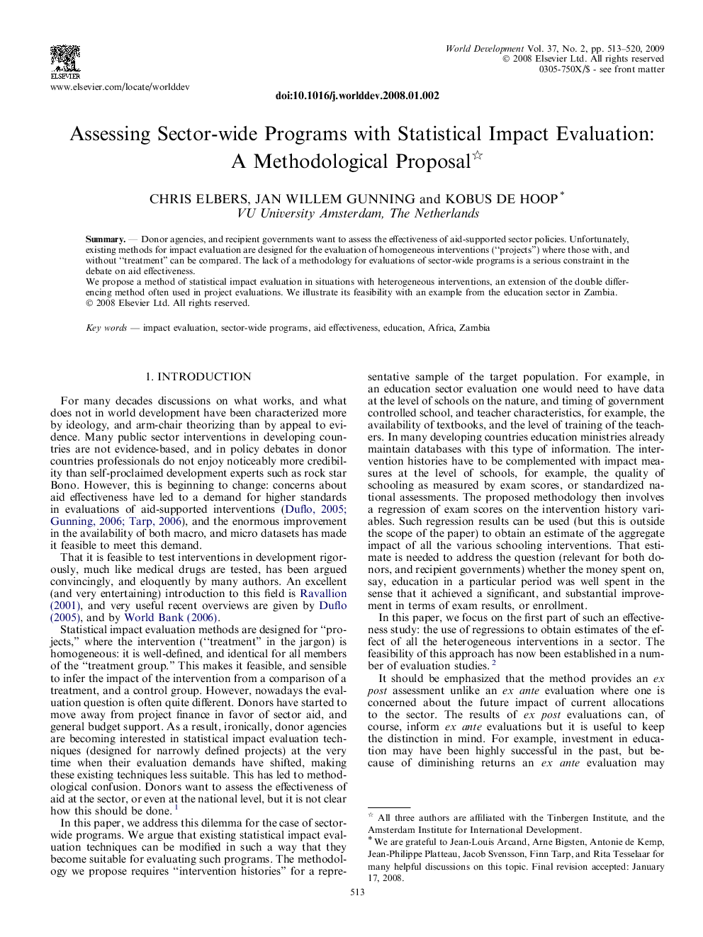 Assessing Sector-wide Programs with Statistical Impact Evaluation: A Methodological Proposal 