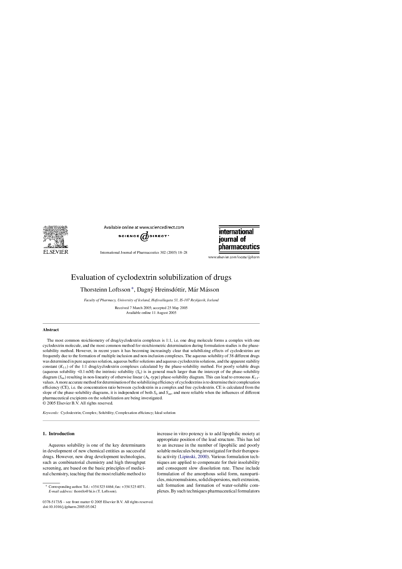 Evaluation of cyclodextrin solubilization of drugs