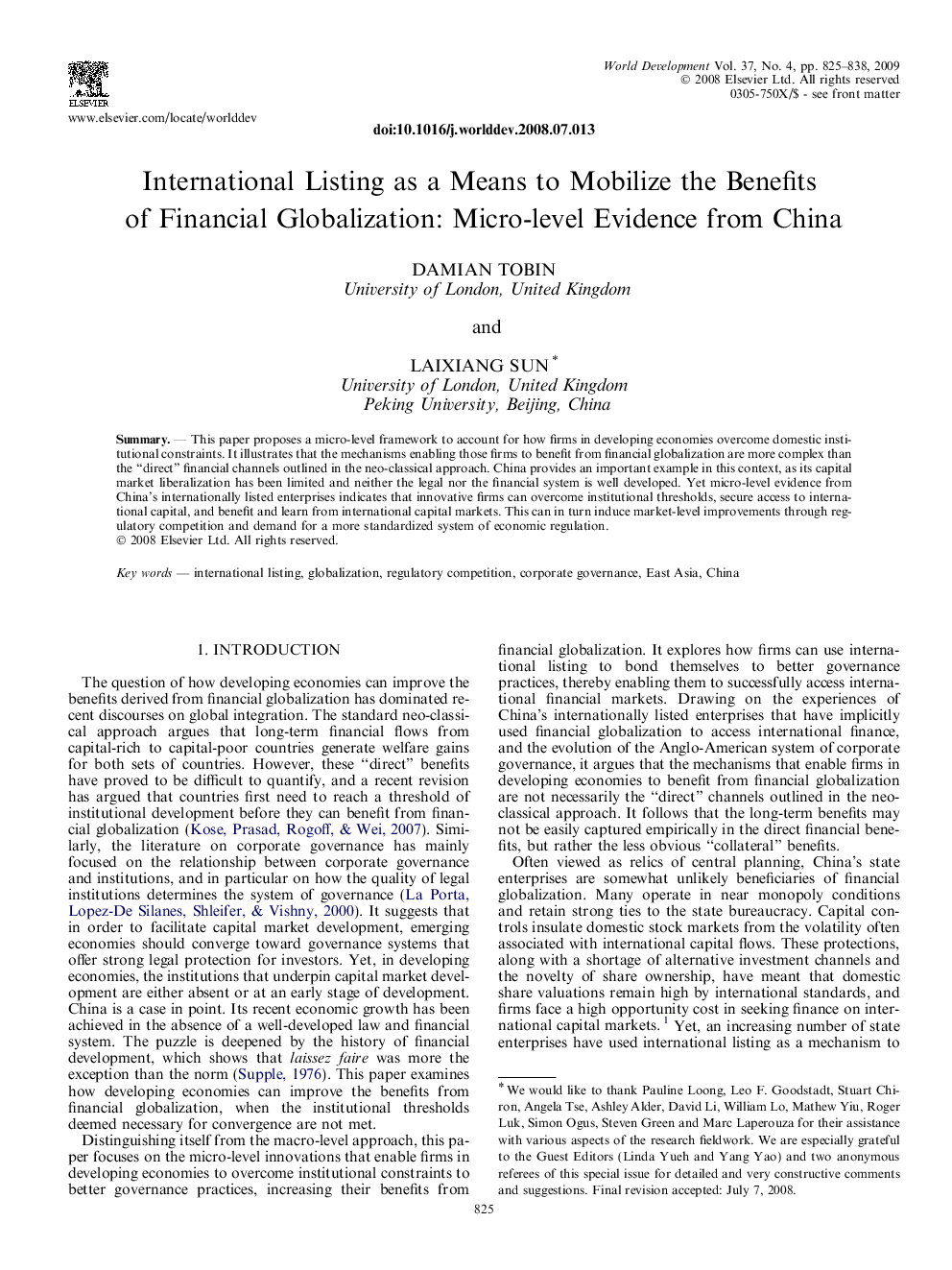 International Listing as a Means to Mobilize the Benefits of Financial Globalization: Micro-level Evidence from China