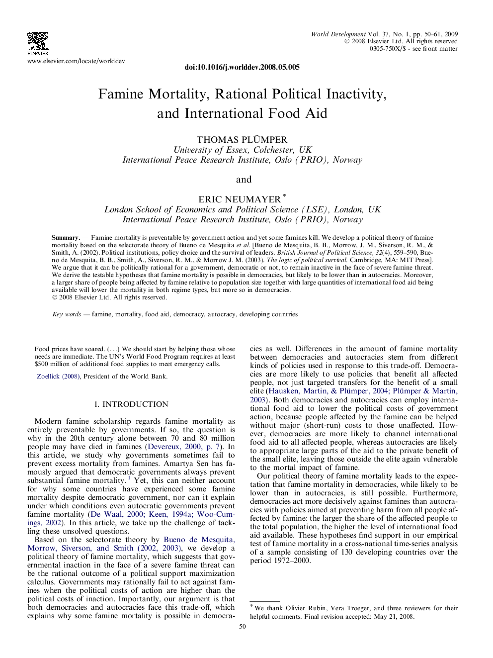 Famine Mortality, Rational Political Inactivity, and International Food Aid