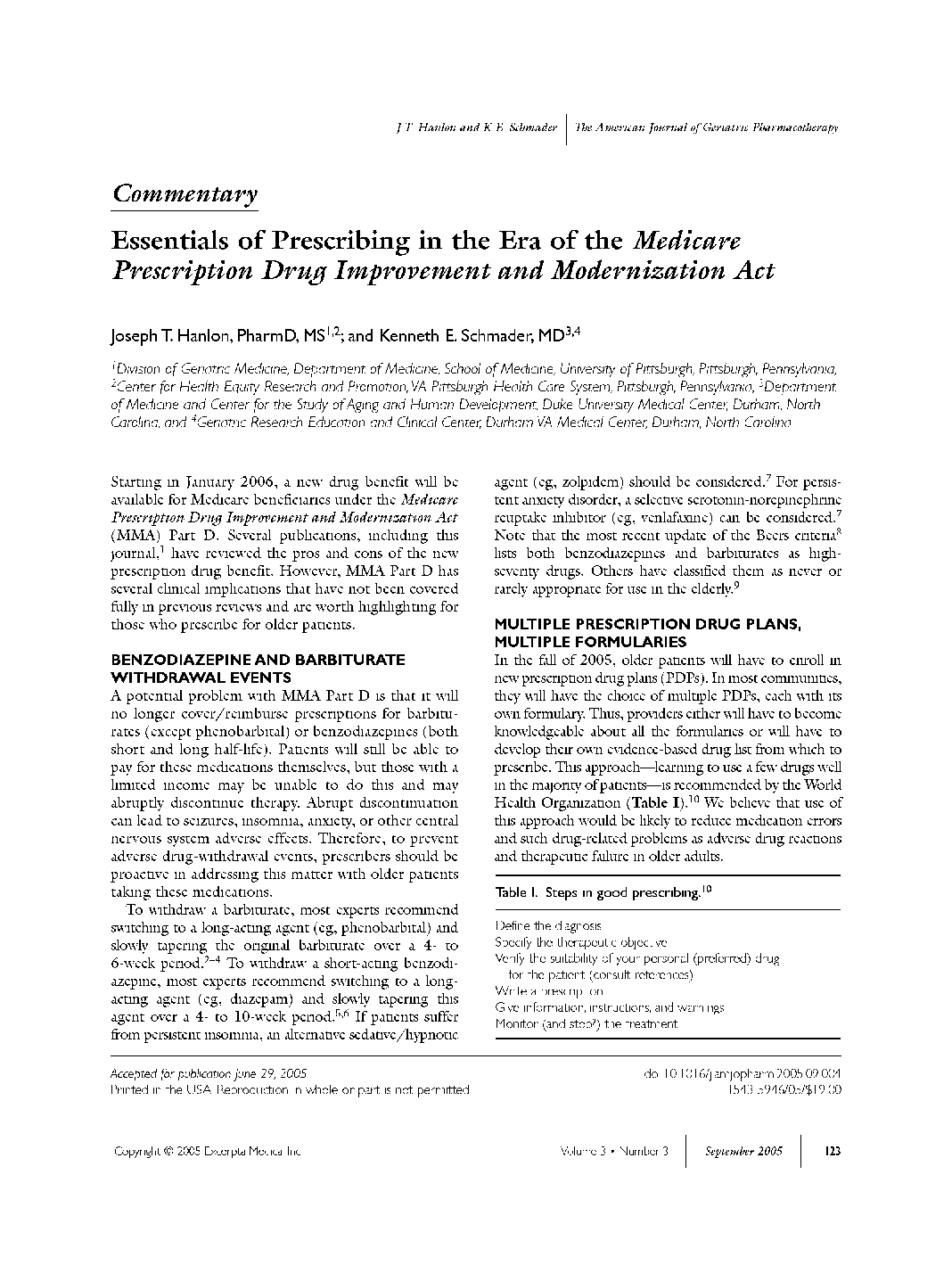 عکس صفحه اول مقاله: Essentials of prescribing in the era of the Medicare Prescription Drug Improvement and Modernization Act Essentials of prescribing in the era of the Medicare Prescription Drug Improvement and Modernization Act