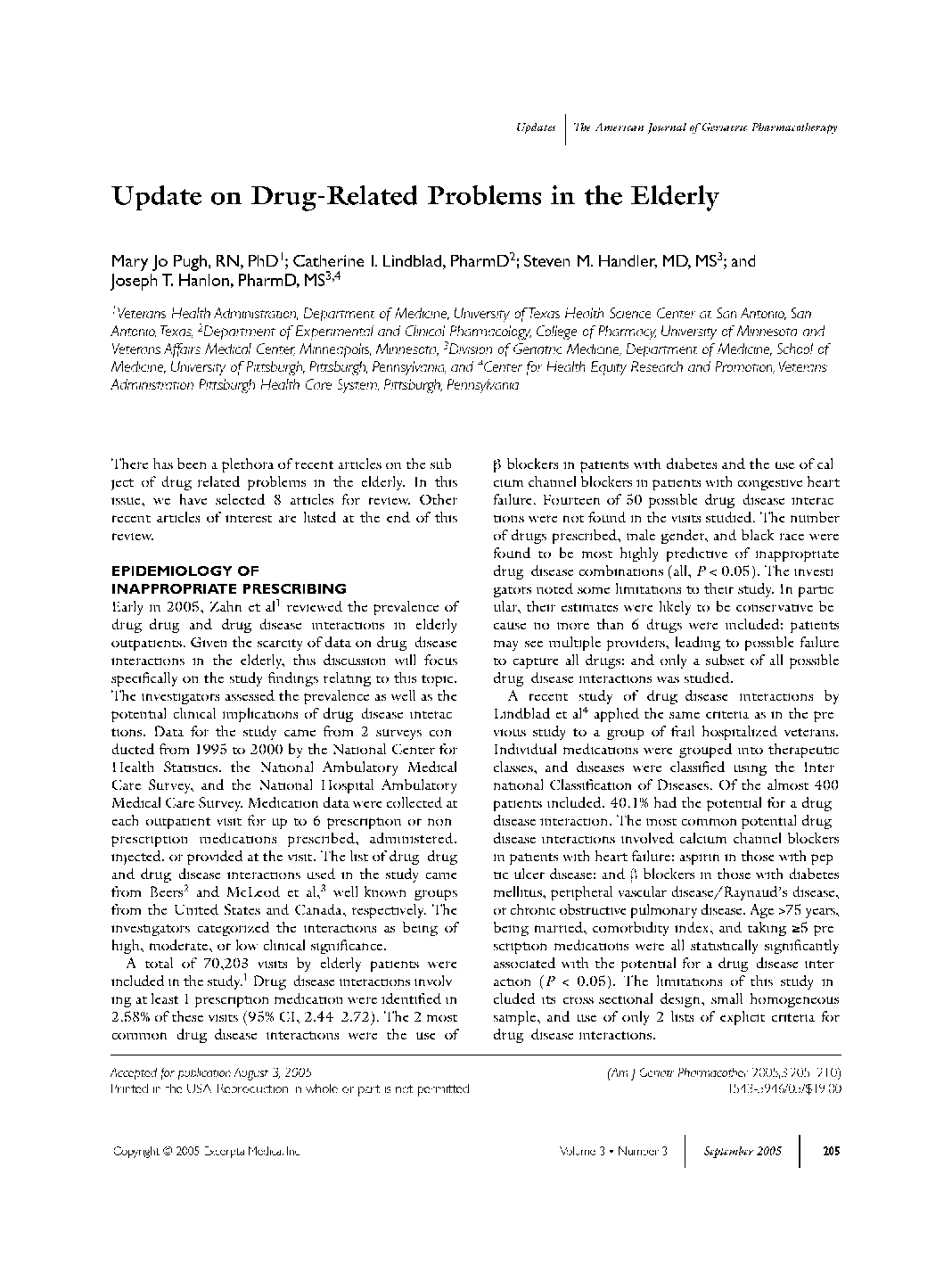 عکس صفحه اول مقاله: Update on drug-related problems in the elderly Update on drug-related problems in the elderly