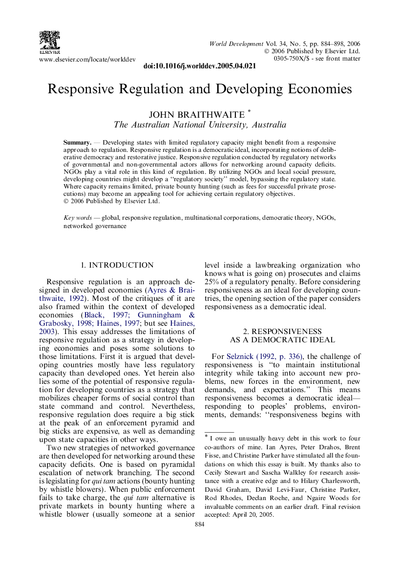 Responsive regulation and developing economies