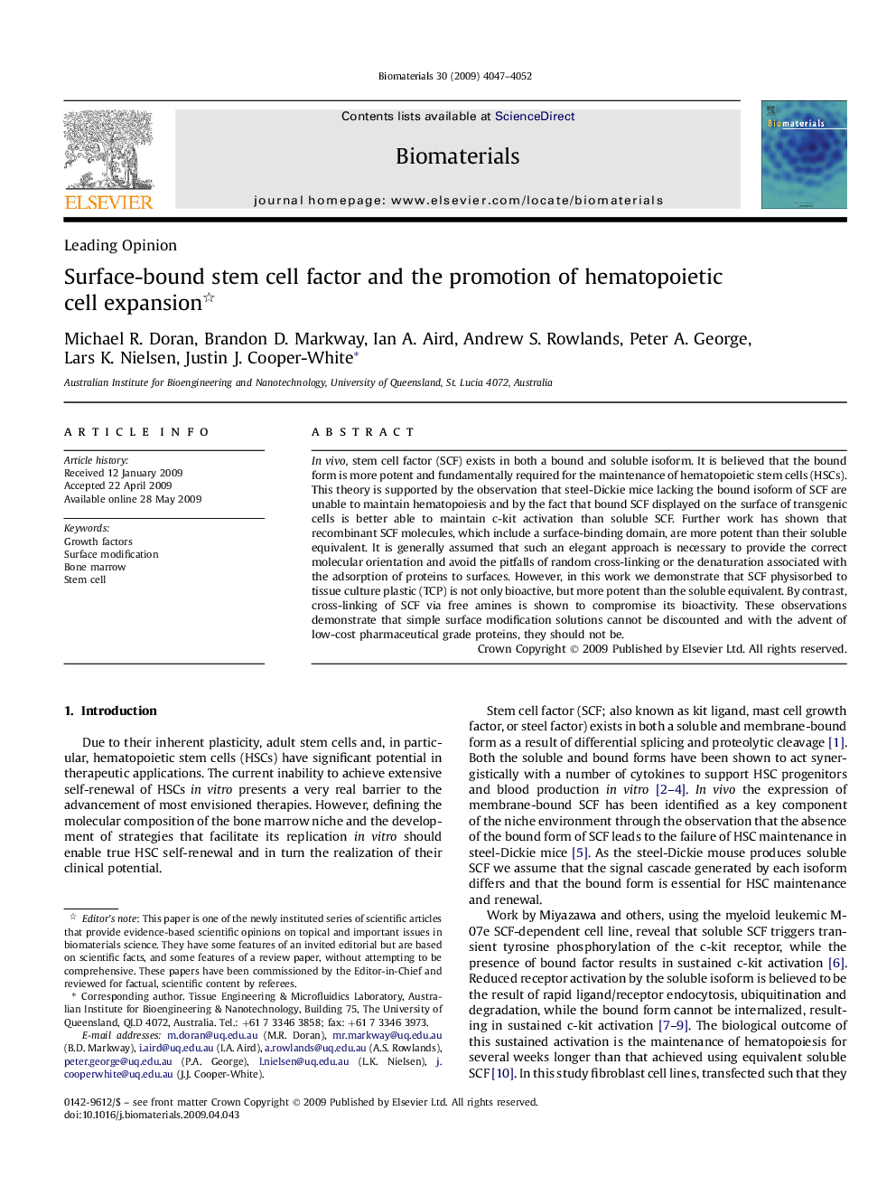 Surface-bound stem cell factor and the promotion of hematopoietic cell expansion 