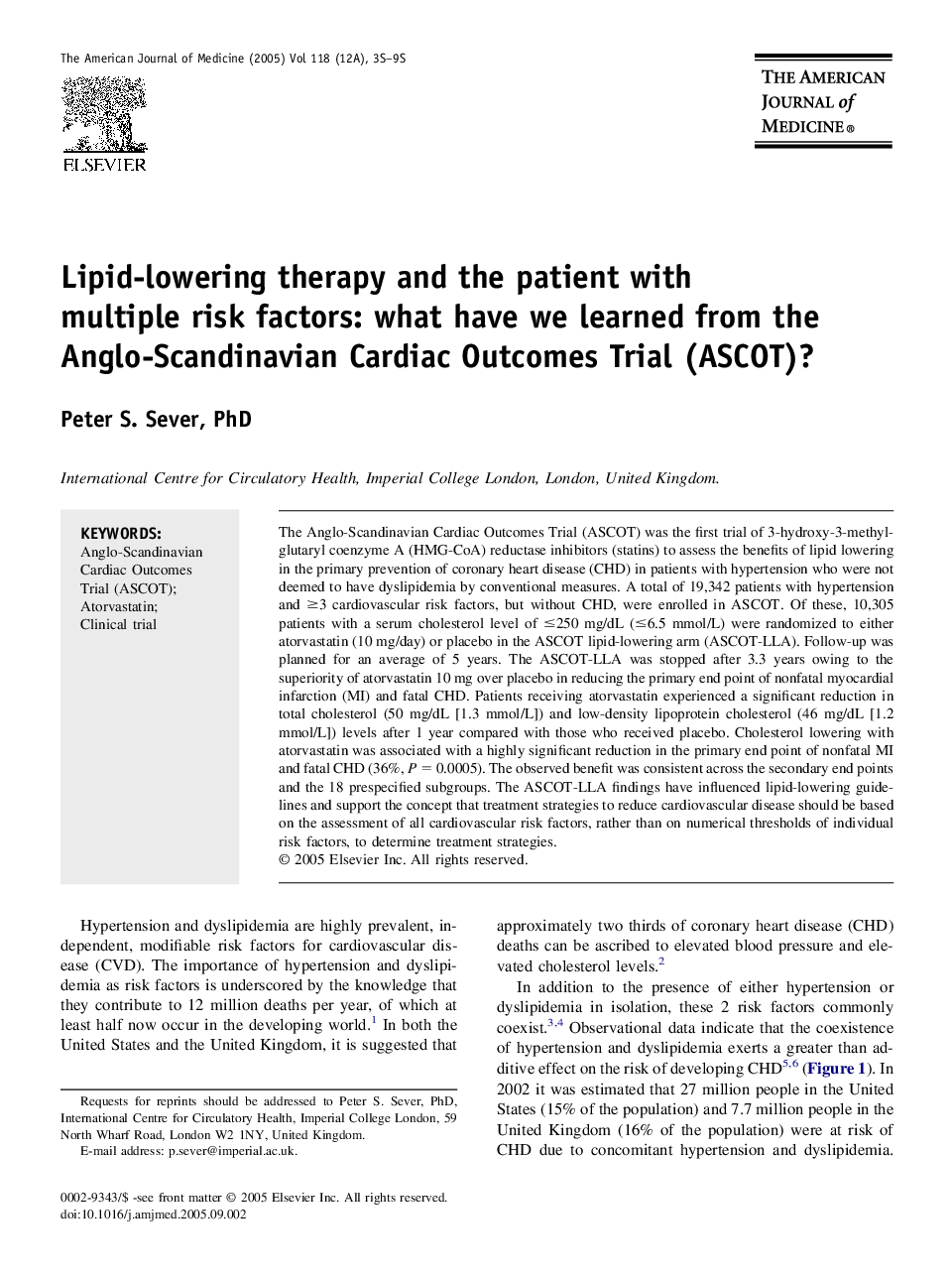 Lipid-lowering therapy and the patient with multiple risk factors: what have we learned from the Anglo-Scandinavian Cardiac Outcomes Trial (ASCOT)?