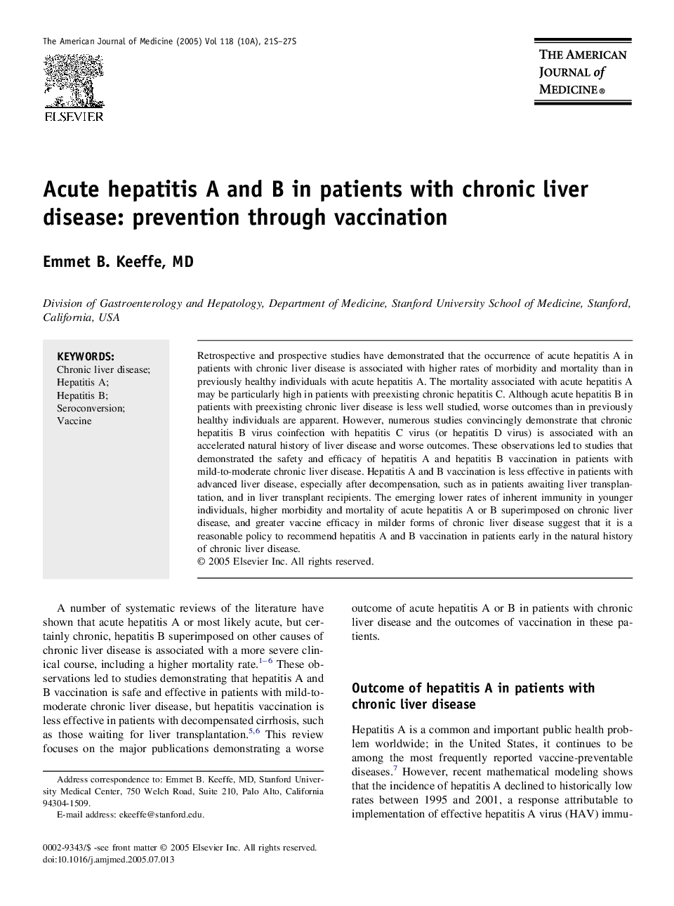 Acute hepatitis A and B in patients with chronic liver disease: prevention through vaccination