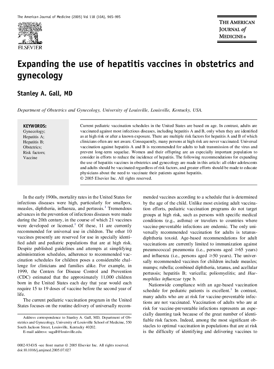 Expanding the use of hepatitis vaccines in obstetrics and gynecology
