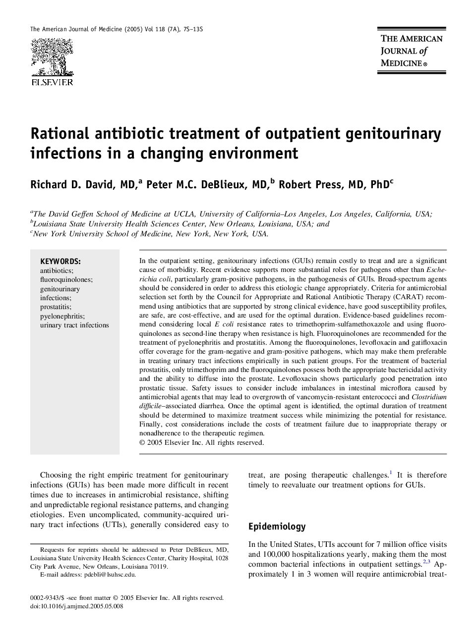 Rational antibiotic treatment of outpatient genitourinary infections in a changing environment