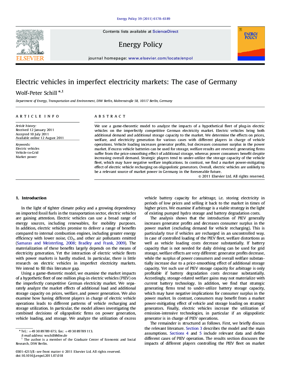 Electric vehicles in imperfect electricity markets: The case of Germany