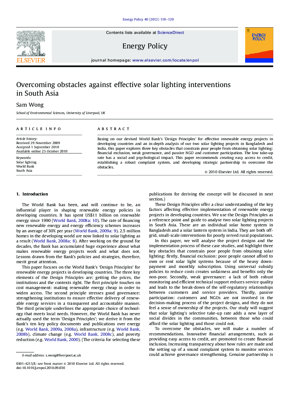 Overcoming obstacles against effective solar lighting interventions in South Asia