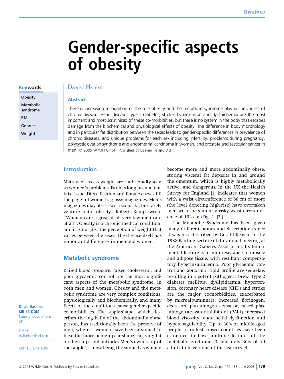 Gender-specific aspects of obesity