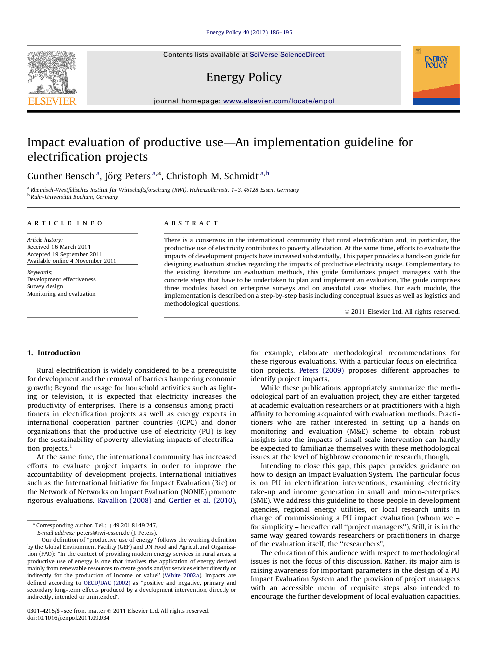 Impact evaluation of productive use—An implementation guideline for electrification projects