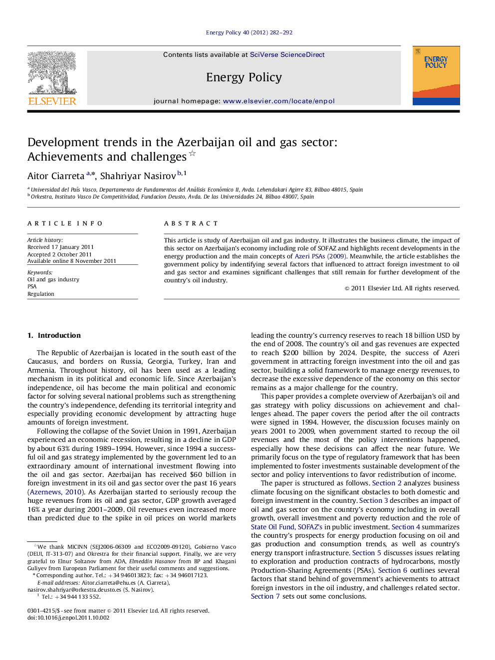 Development trends in the Azerbaijan oil and gas sector: Achievements and challenges 