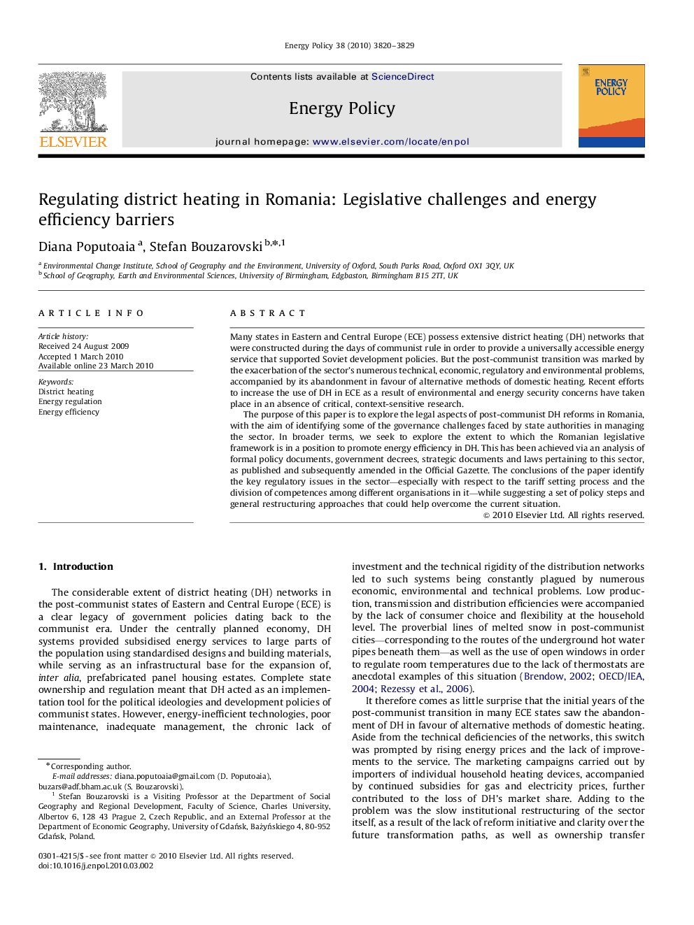 Regulating district heating in Romania: Legislative challenges and energy efficiency barriers