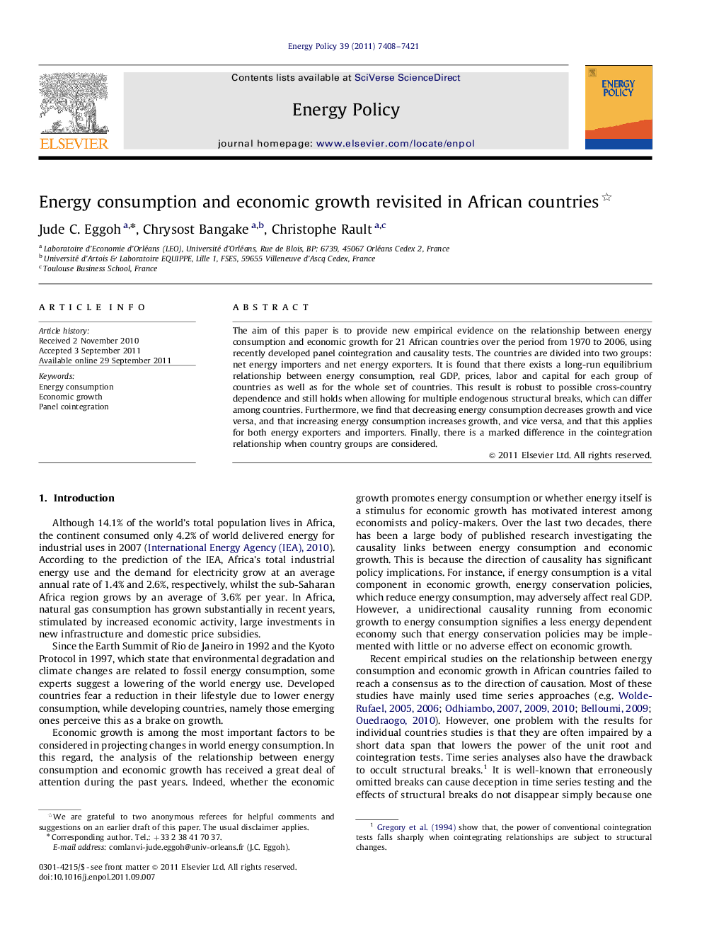 Energy consumption and economic growth revisited in African countries 