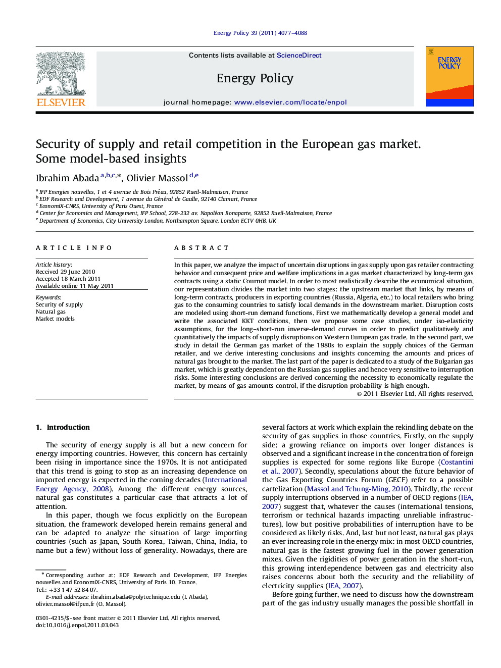 Security of supply and retail competition in the European gas market.: Some model-based insights
