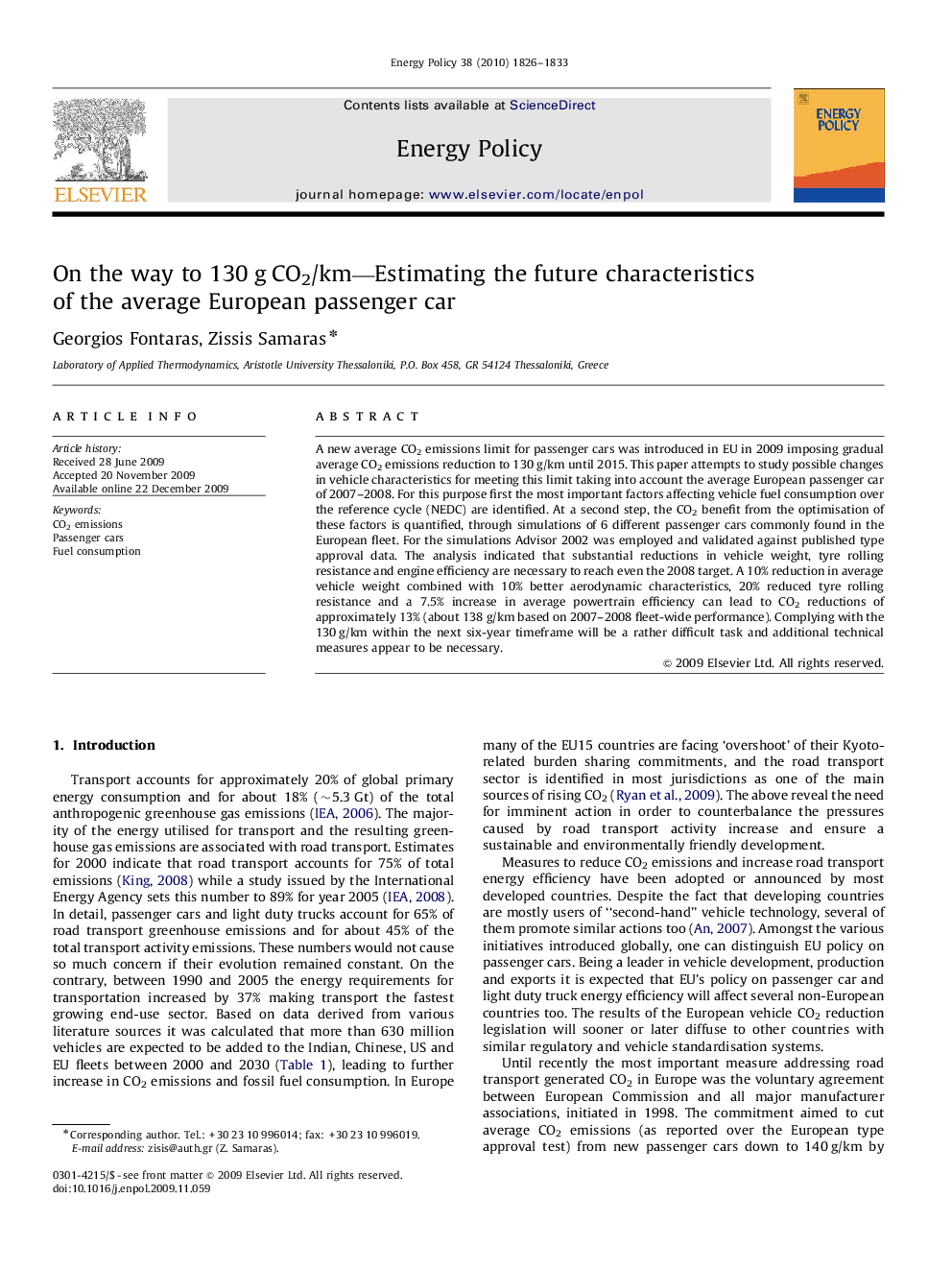 On the way to 130 g CO2/km—Estimating the future characteristics of the average European passenger car