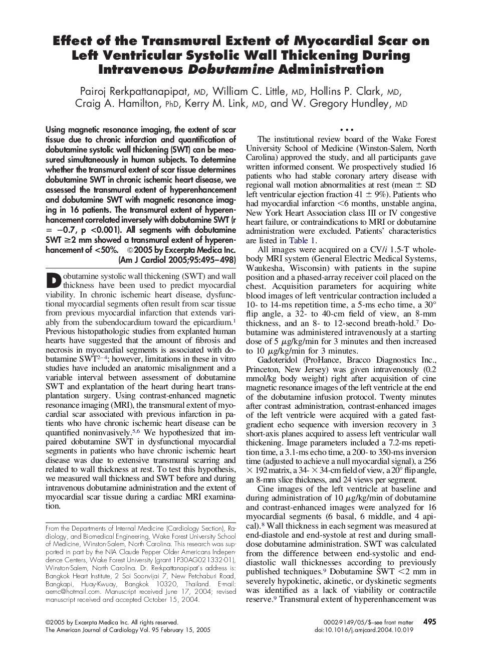 عکس صفحه اول مقاله: Effect of the transmural extent of myocardial scar on left ventricular systolic wall thickening during intravenous dobutamine administration Effect of the transmural extent of myocardial scar on left ventricular systolic wall thickening during intravenous dobutamine administration