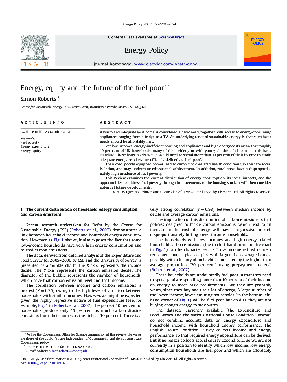 Energy, equity and the future of the fuel poor 