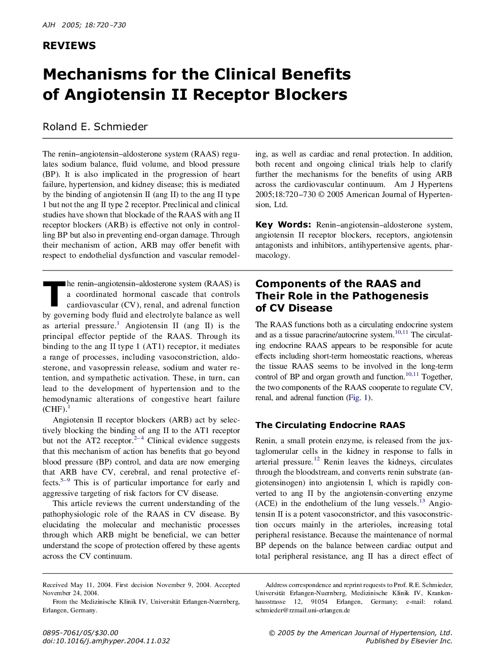 Mechanisms for the Clinical Benefits of Angiotensin II Receptor Blockers