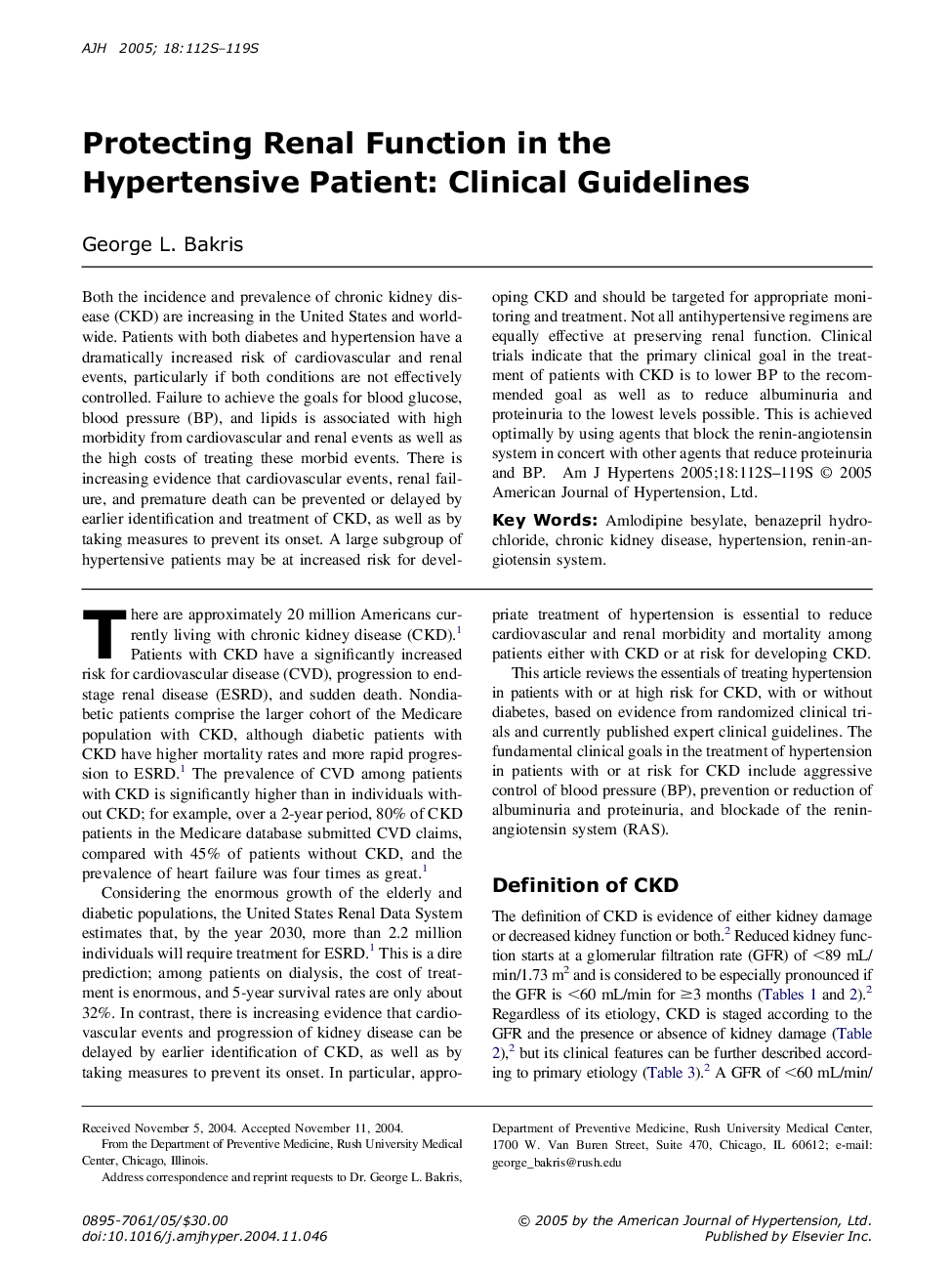 Protecting renal function in the hypertensive patient: Clinical guidelines