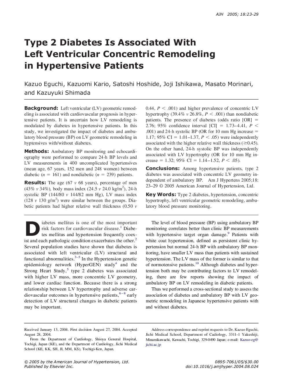 Type 2 diabetes is associated with left ventricular concentric remodeling in hypertensive patients