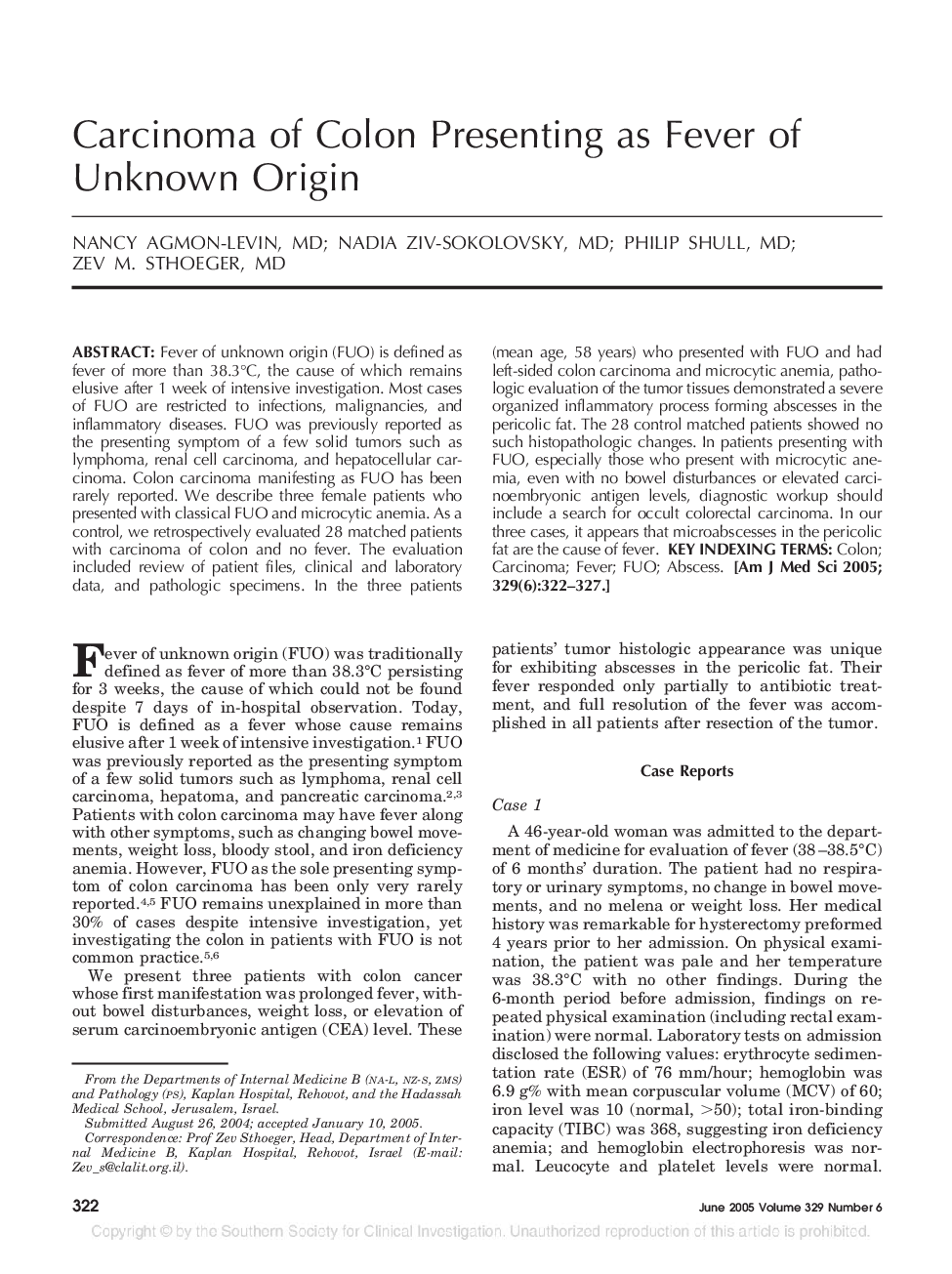 Carcinoma of Colon Presenting as Fever of Unknown Origin