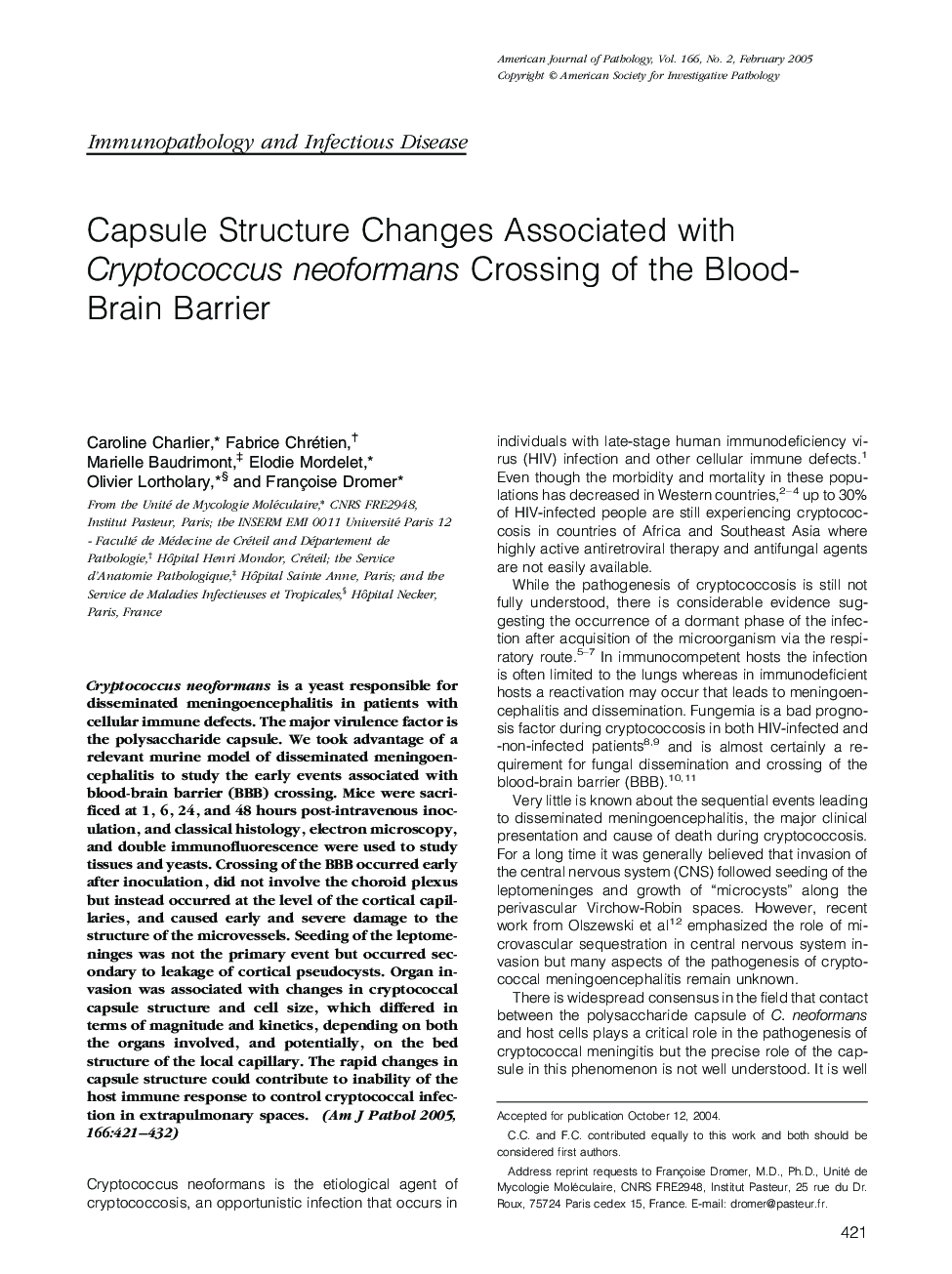 Capsule Structure Changes Associated with Cryptococcus neoformans Crossing of the Blood-Brain Barrier