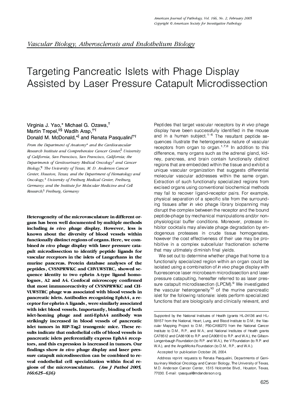 Targeting Pancreatic Islets with Phage Display Assisted by Laser Pressure Catapult Microdissection