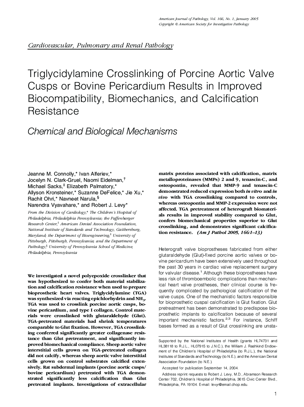 Triglycidylamine Crosslinking of Porcine Aortic Valve Cusps or Bovine Pericardium Results in Improved Biocompatibility, Biomechanics, and Calcification Resistance