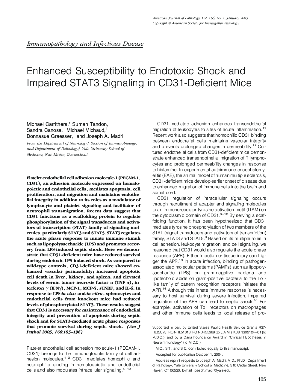 Enhanced Susceptibility to Endotoxic Shock and Impaired STAT3 Signaling in CD31-Deficient Mice