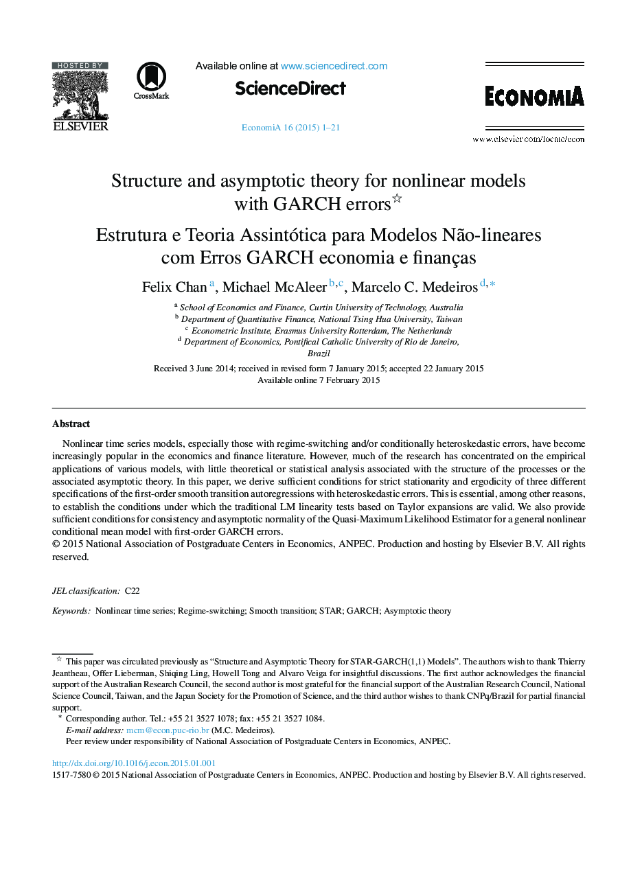 Structure and asymptotic theory for nonlinear models with GARCH errors 
