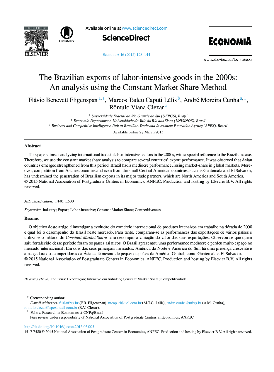صادرات کالاهای سنگین در برزیل در سال 2000: تجزیه و تحلیل با استفاده از روش به اشتراک گذاری ثابت بازار 