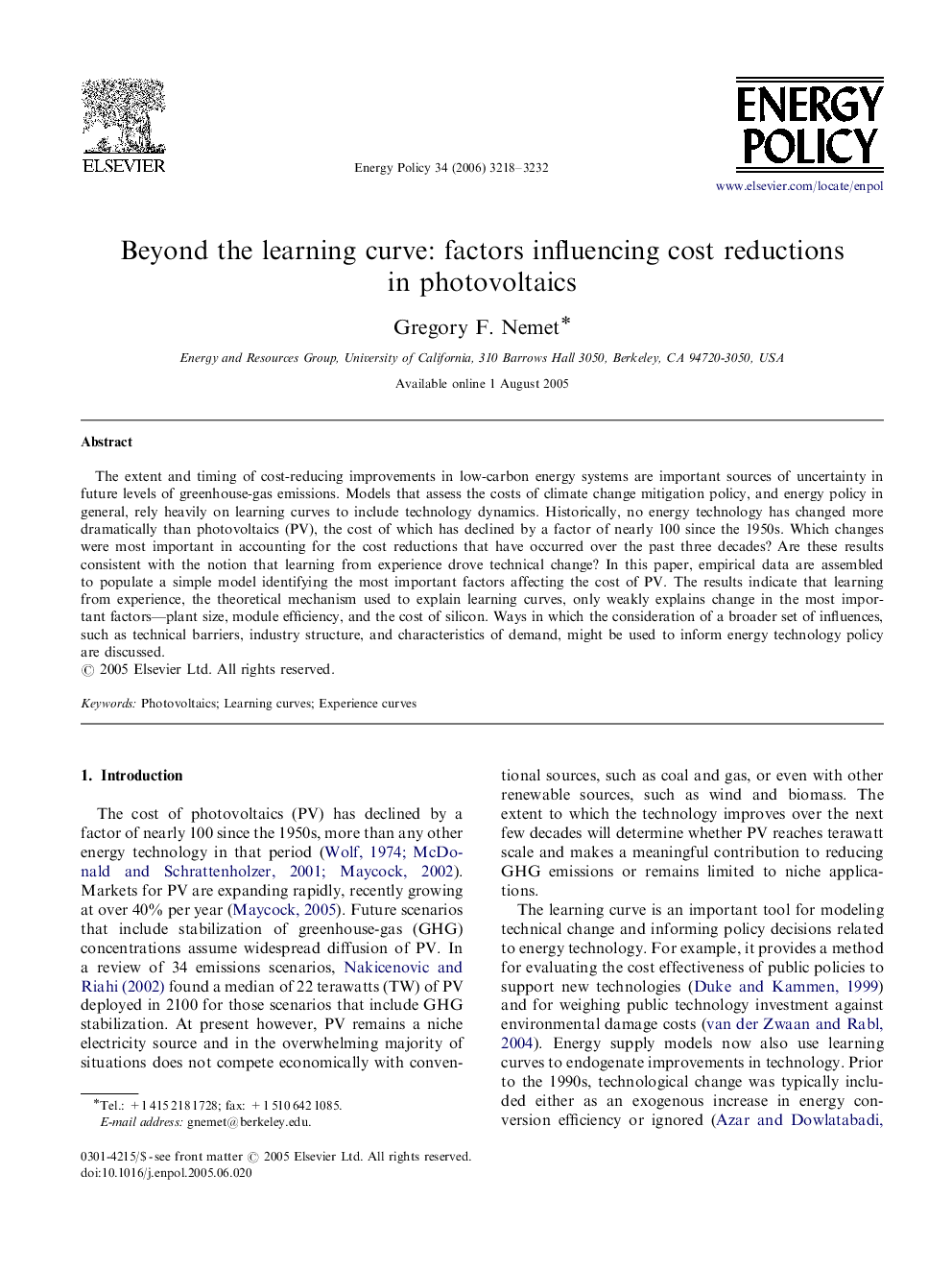 Beyond the learning curve: factors influencing cost reductions in photovoltaics