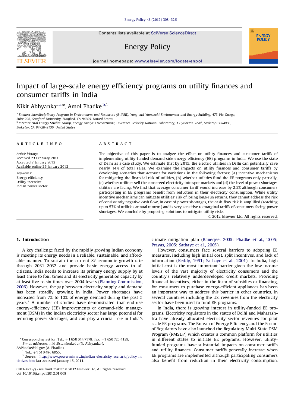 Impact of large-scale energy efficiency programs on utility finances and consumer tariffs in India