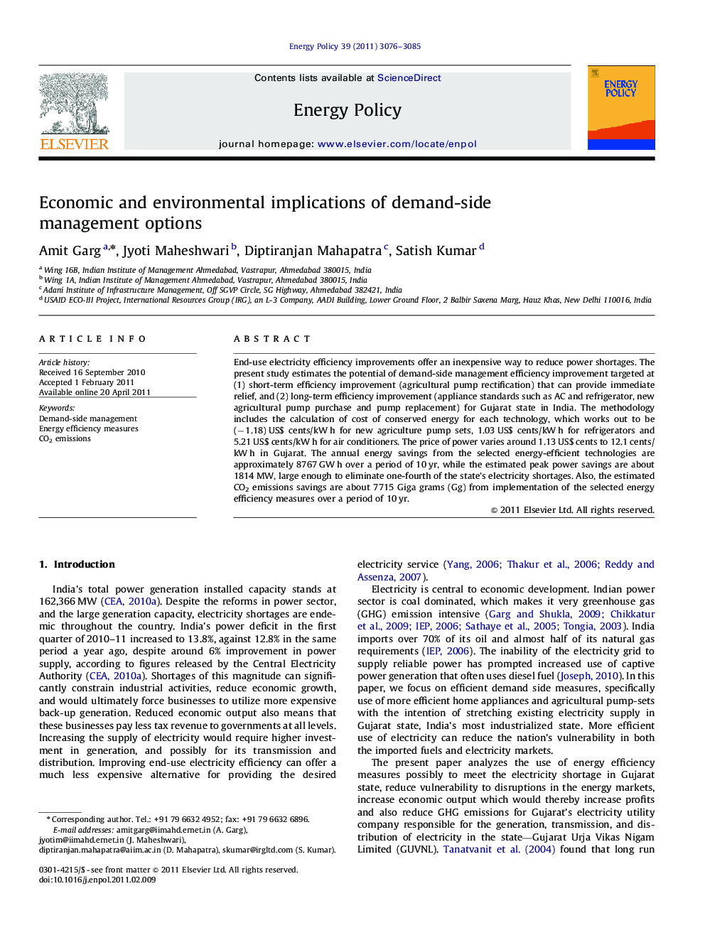 Economic and environmental implications of demand-side management options