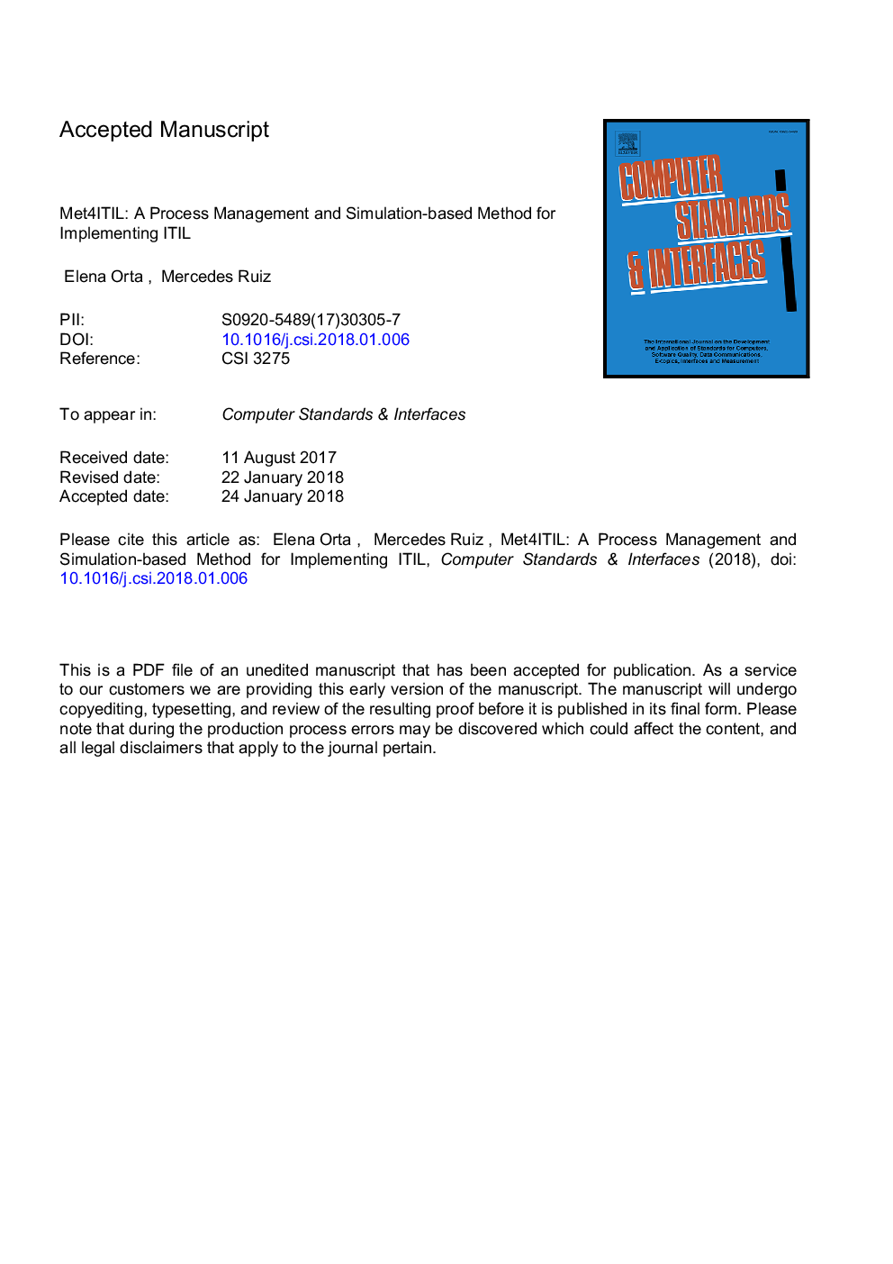 Met4ITIL: A process management and simulation-based method for implementing ITIL