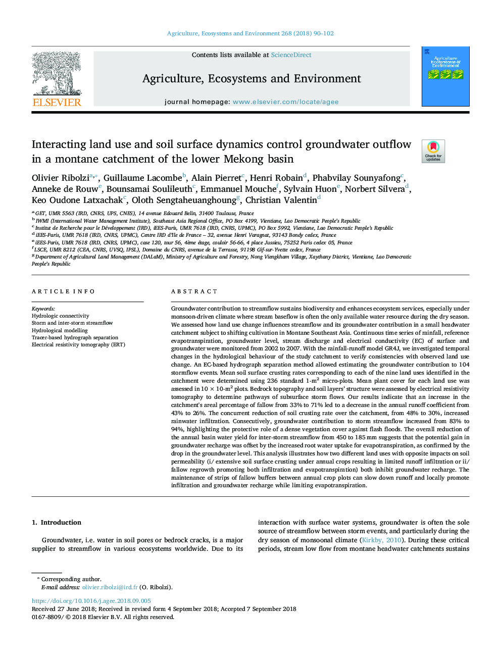 Interacting land use and soil surface dynamics control groundwater outflow in a montane catchment of the lower Mekong basin