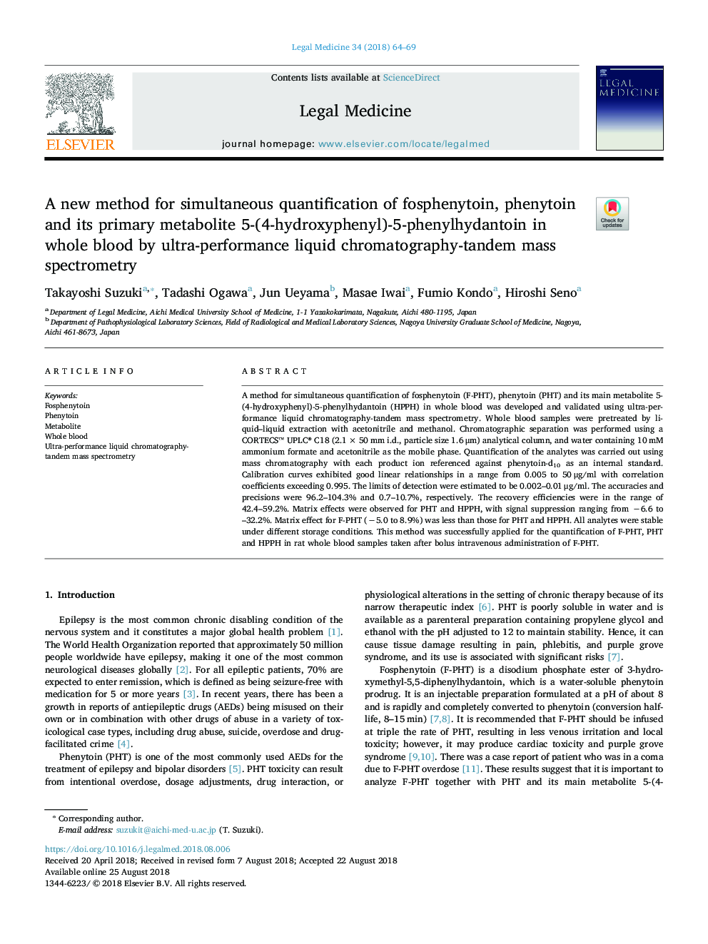 A new method for simultaneous quantification of fosphenytoin, phenytoin and its primary metabolite 5-(4-hydroxyphenyl)-5-phenylhydantoin in whole blood by ultra-performance liquid chromatography-tandem mass spectrometry