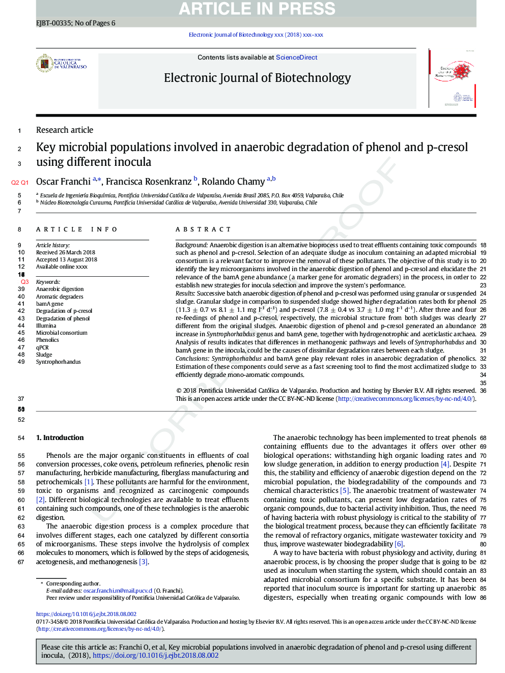 Key microbial populations involved in anaerobic degradation of phenol and p-cresol using different inocula