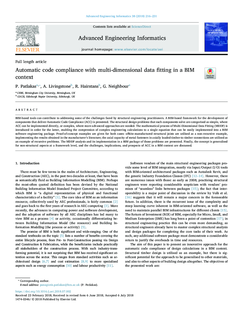 Automatic code compliance with multi-dimensional data fitting in a BIM context